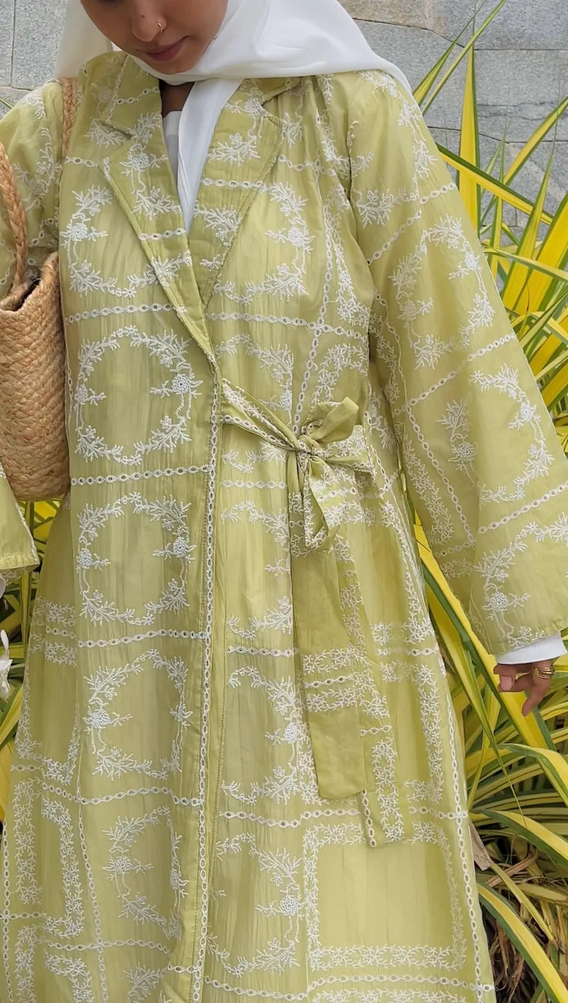 Silk Organza Coat Style Jacket - Pistachio