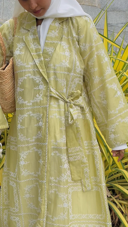 Silk Organza Coat Style Jacket - Pistachio